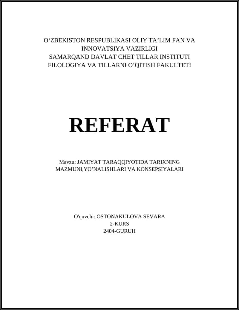 Tarixning jamiyat taraqqiyotida mazmuni
