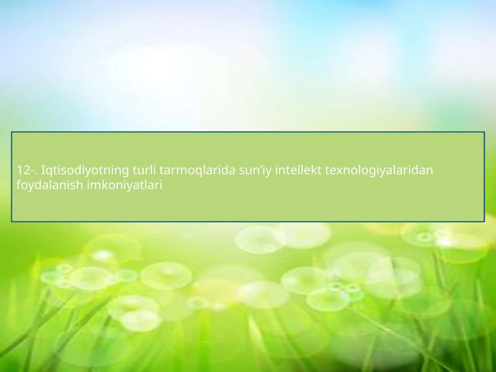 Sun'iy Intellekt va AI