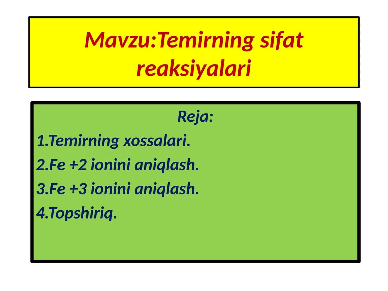 Temirning sifat reaksiyalari