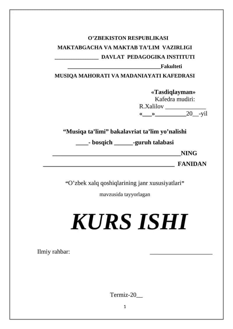 O’zbek xalq qoshiqlarining janr xususiyatlari