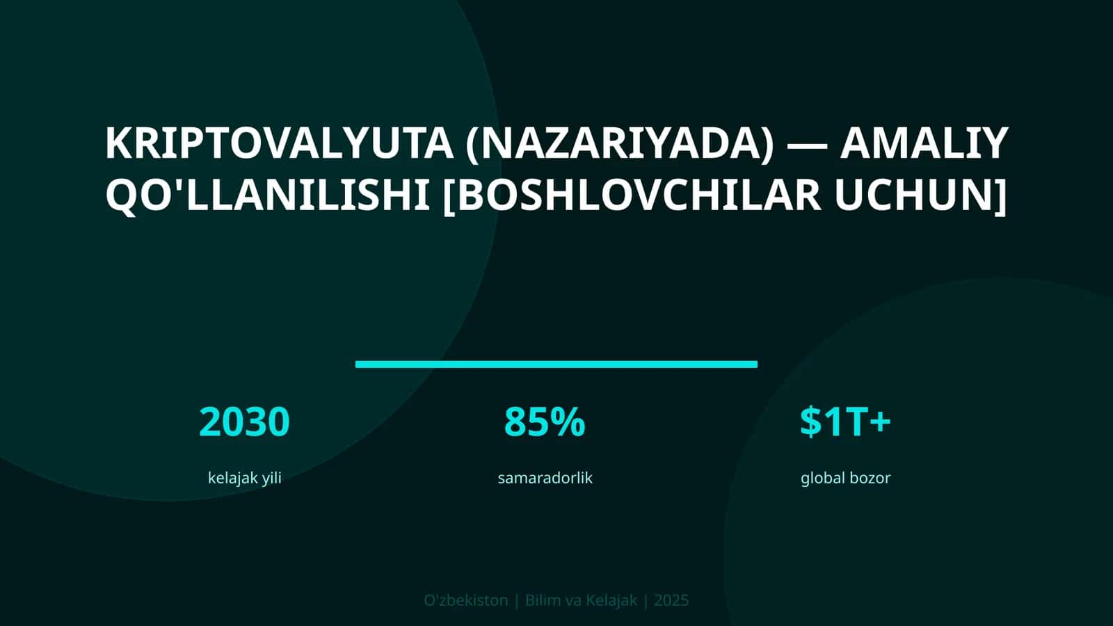 KRIPTOVALYUTA (NAZARIYADA) — AMALIY QO'LLANILISHI [BOSHLOVCHILAR UCHUN]