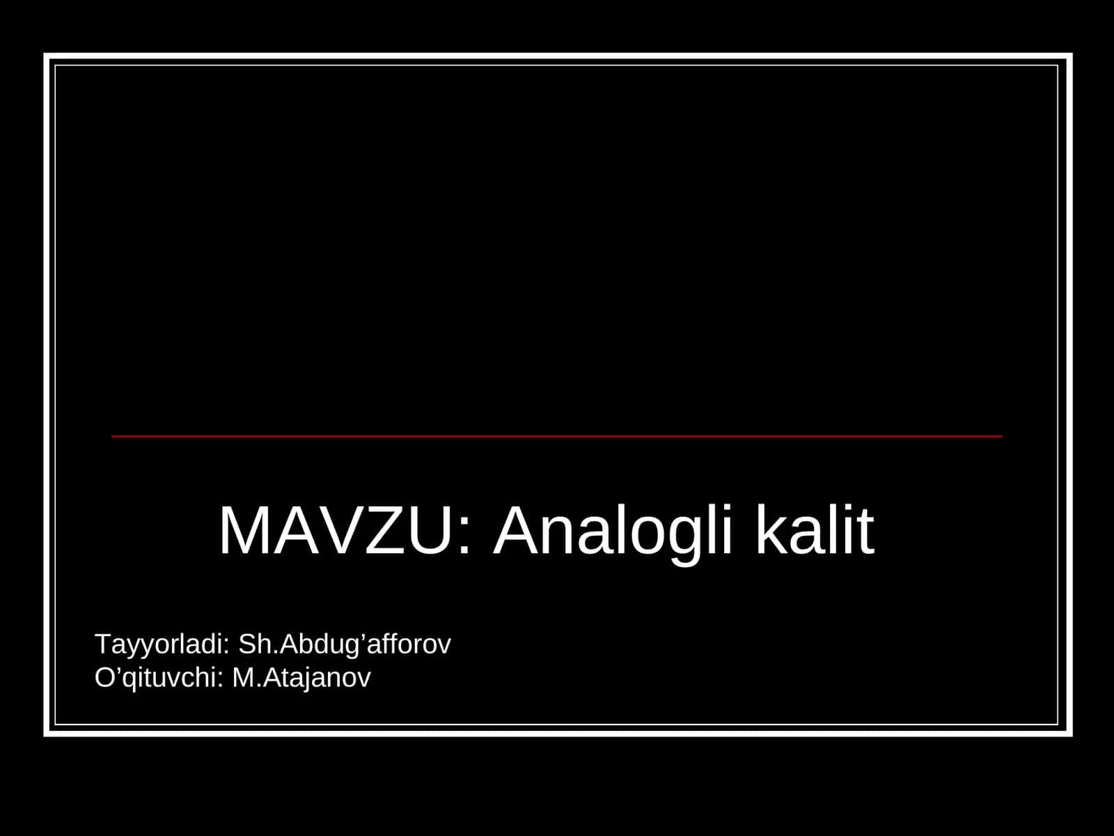 Analogli kalit