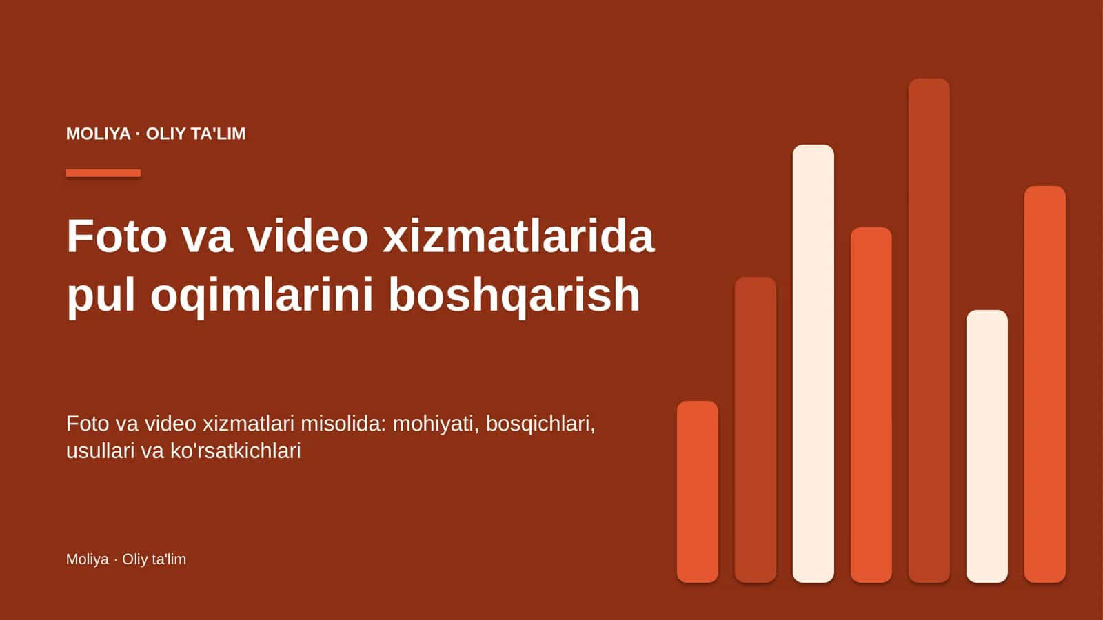 Foto va video xizmatlarida pul oqimlarini boshqarish