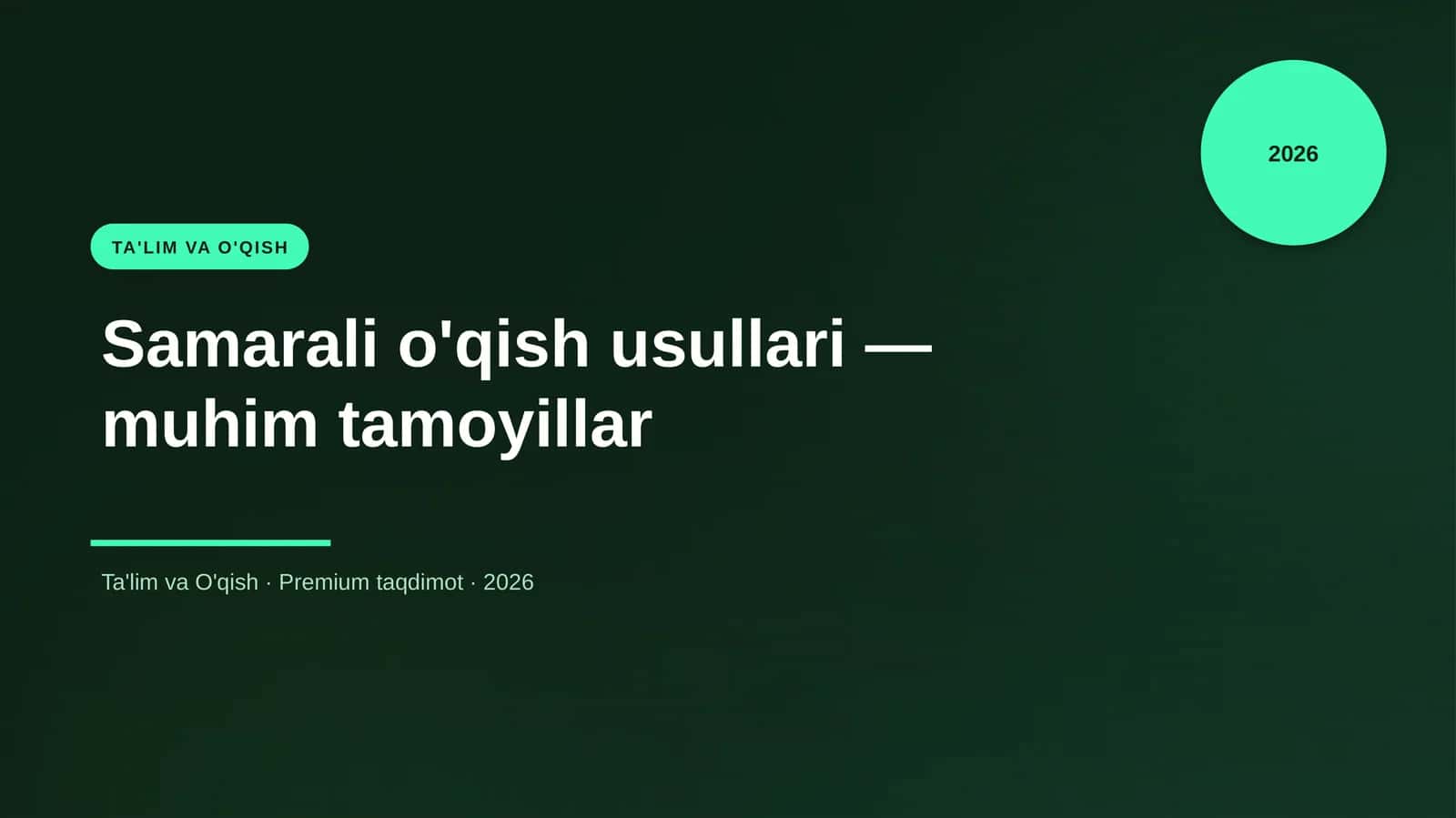 Samarali o'qish usullari — muhim tamoyillar