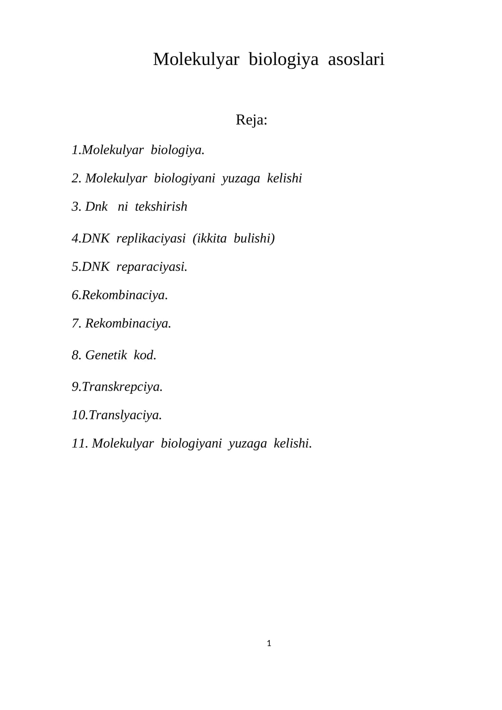 Molekulyar biologiya asoslari