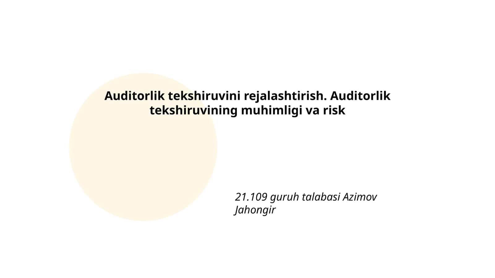 Auditorlik tekshiruvini rejalashtirish