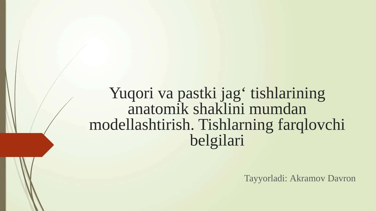 Yuqori va pastkijag‘tishlarining anatomik shaklini muddatli modellashtirish