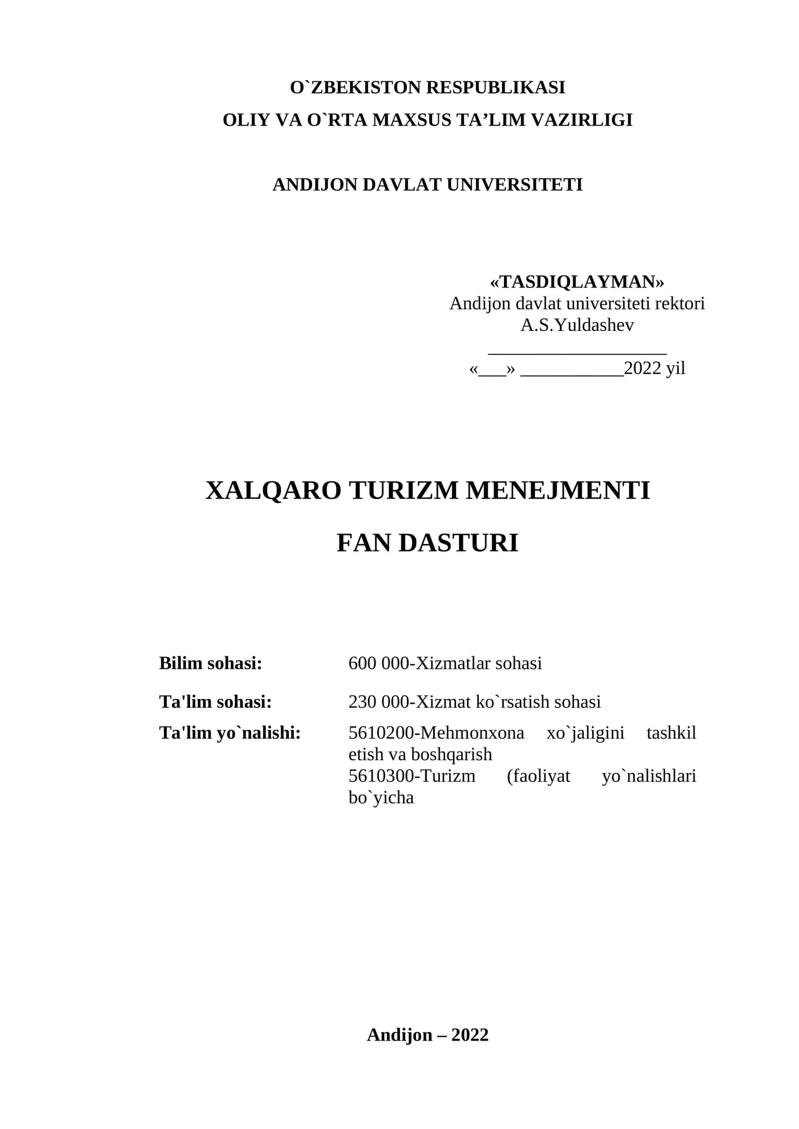 Xalqaro Turizm Menejmenti