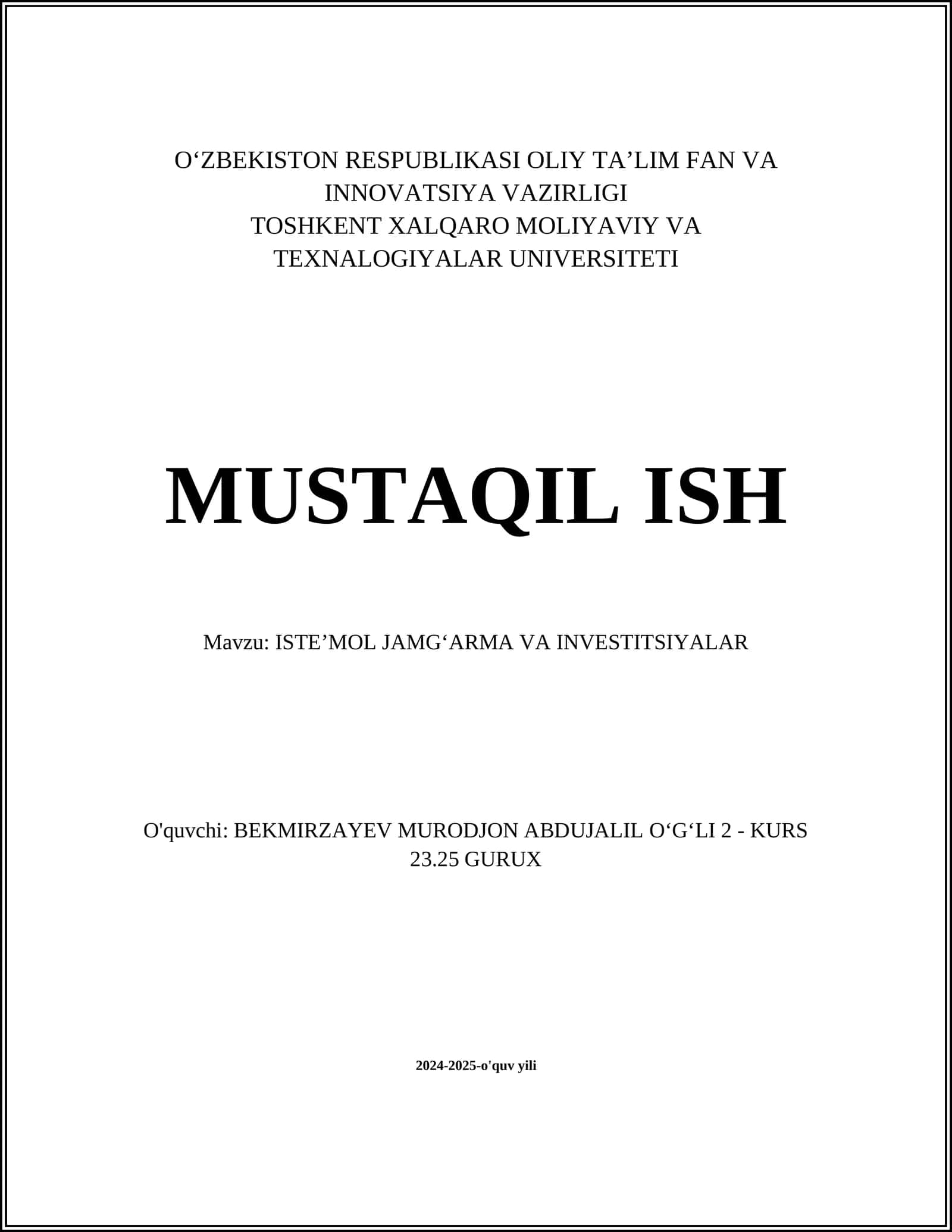 Istemol Jamgʻarmalarining Yaratilishi
