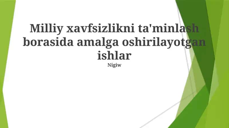 Milliy xavfsizlikni ta'minlash borasida amalga oshirilayotgan ishlar