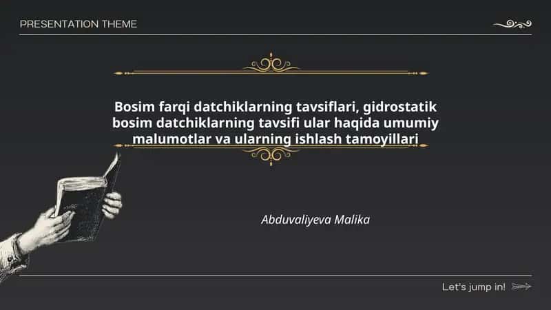 Bosim farqi datchiklarning tavsiflari