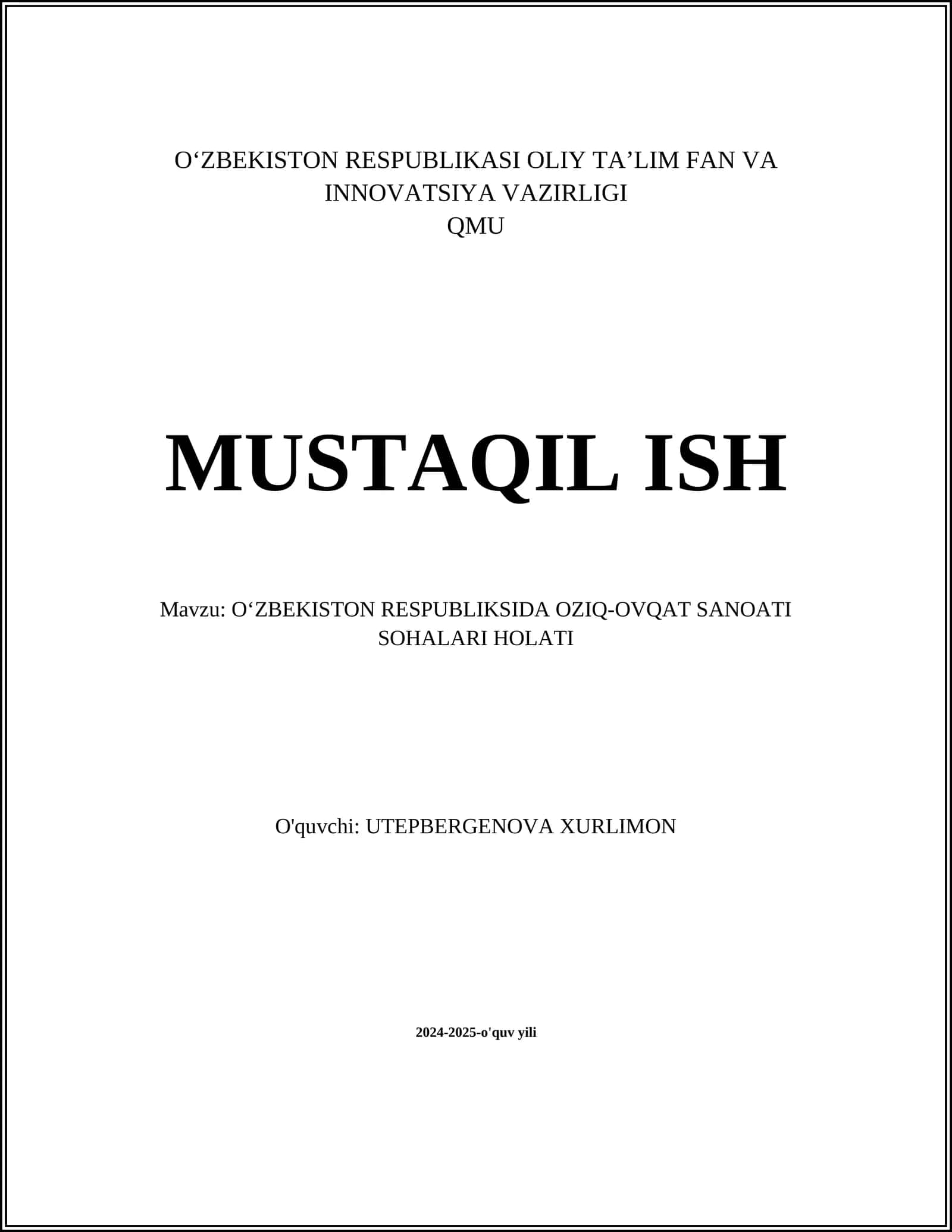 O‘zbekistonning qishloq xo‘jaligi mahsulotlari ishlab chiqarishi