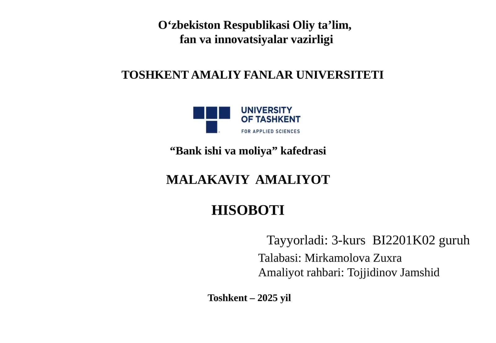 BANK ISHI VA MOLIYA 1