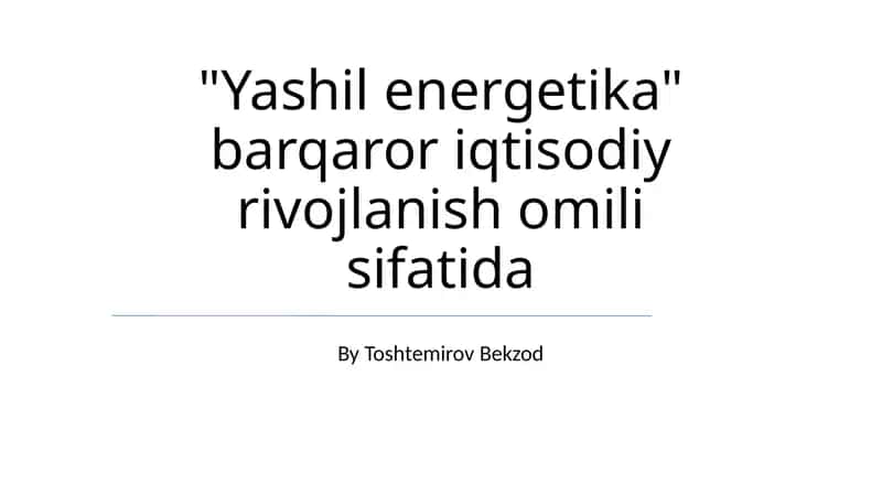 Yashil energetika
