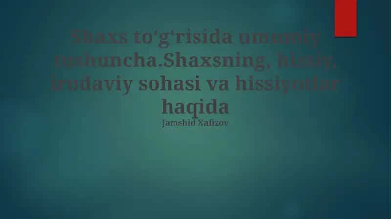 Hissiyotlar va Shaxsiyat