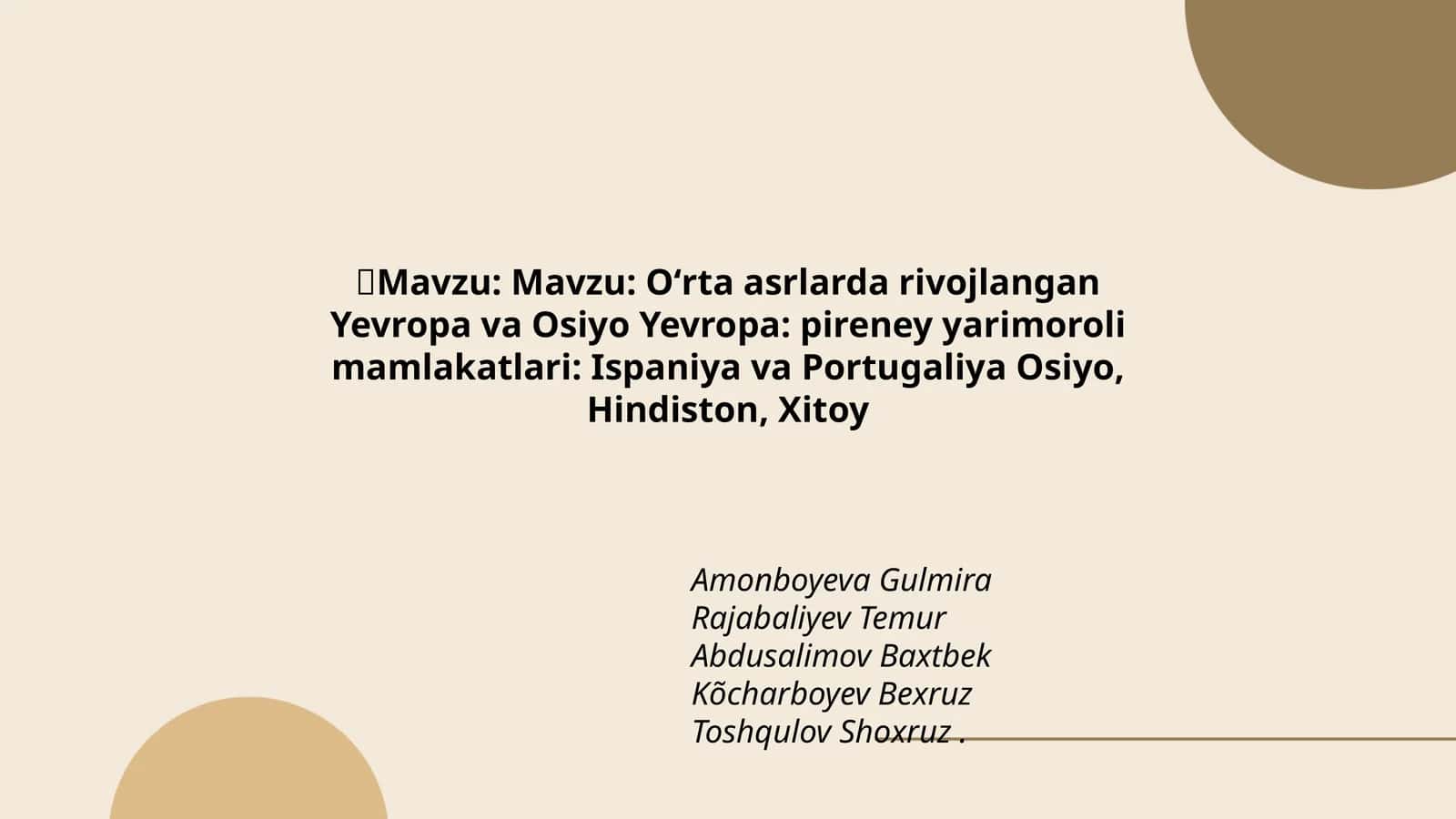 Oʻrta asrlarda rivojlangan Yevropa va Osiyo