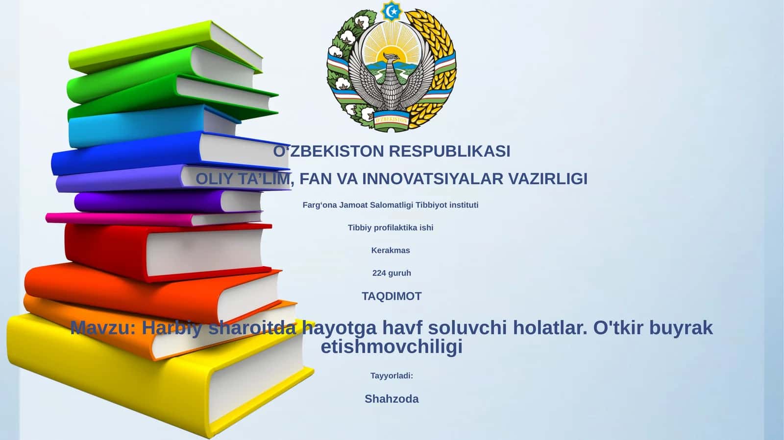 Harbiy sharoitda hayotga havf soluvchi holatlar. O'tkir buyrak etishmovchiligi