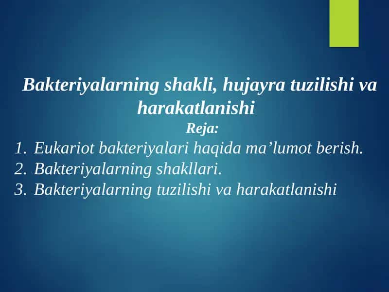 Bakteriyalarning shakli, hujayra tuzilishi va harakatlanishi