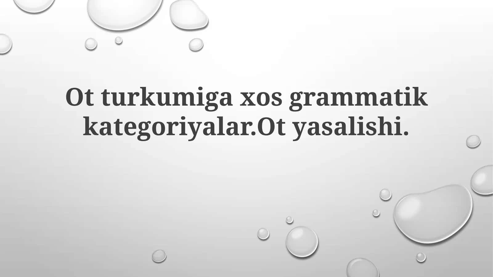 Ot soʻz turkumi grammatikasi