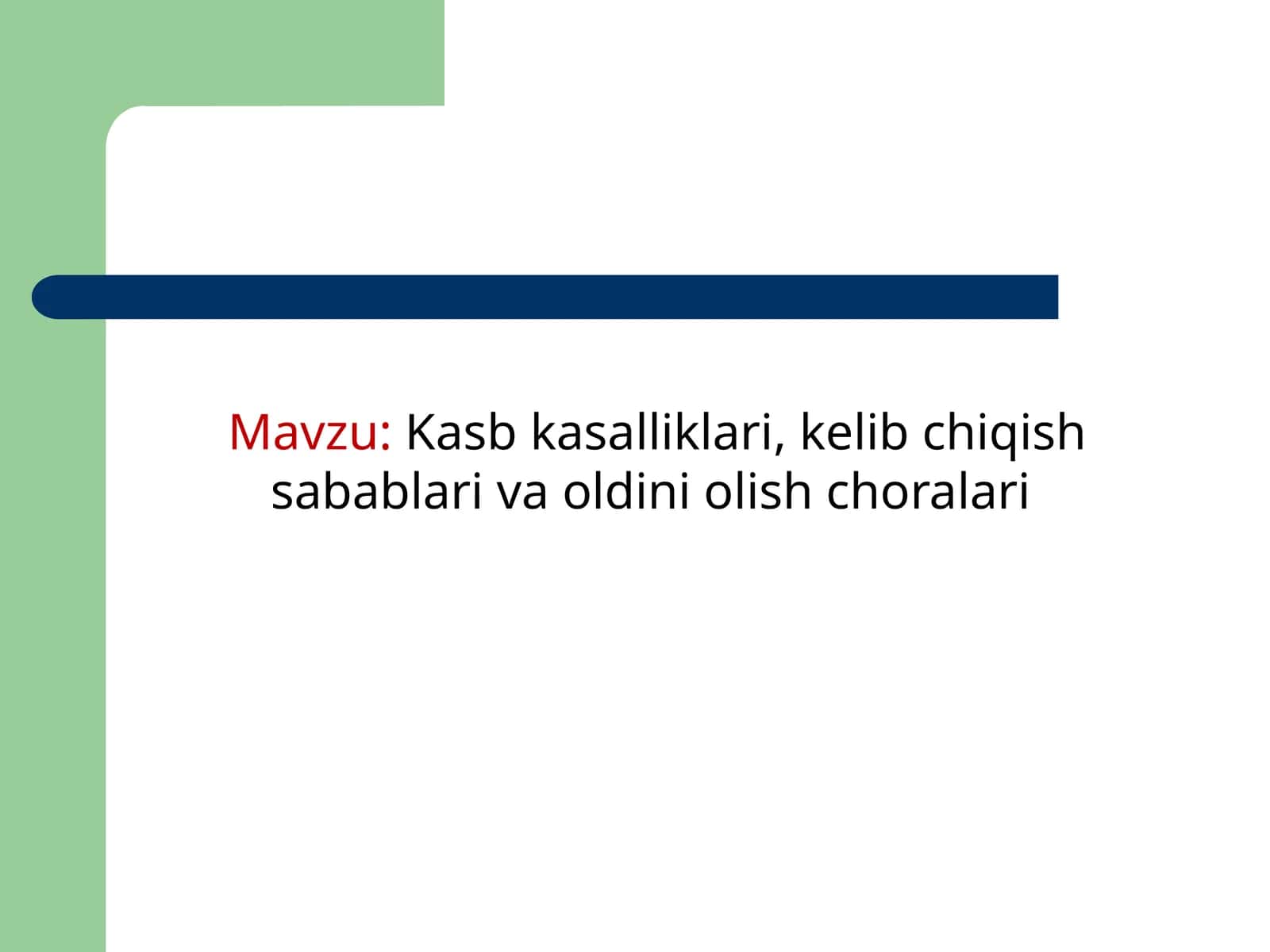 Kasb kasalliklari, kelib chiqish sabablari va oldini olish choralari