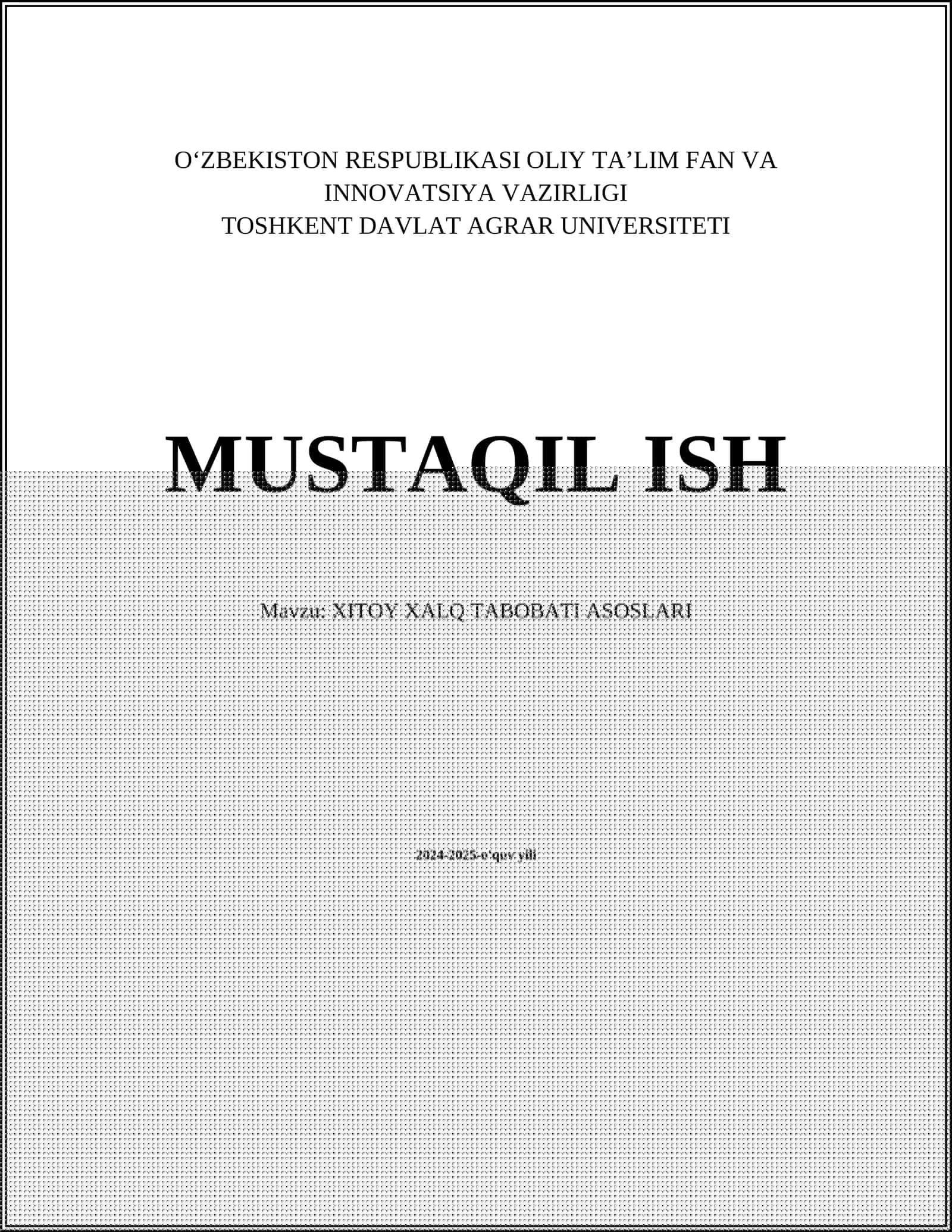 XITOY XALQ TABOBATI ASOSLARI