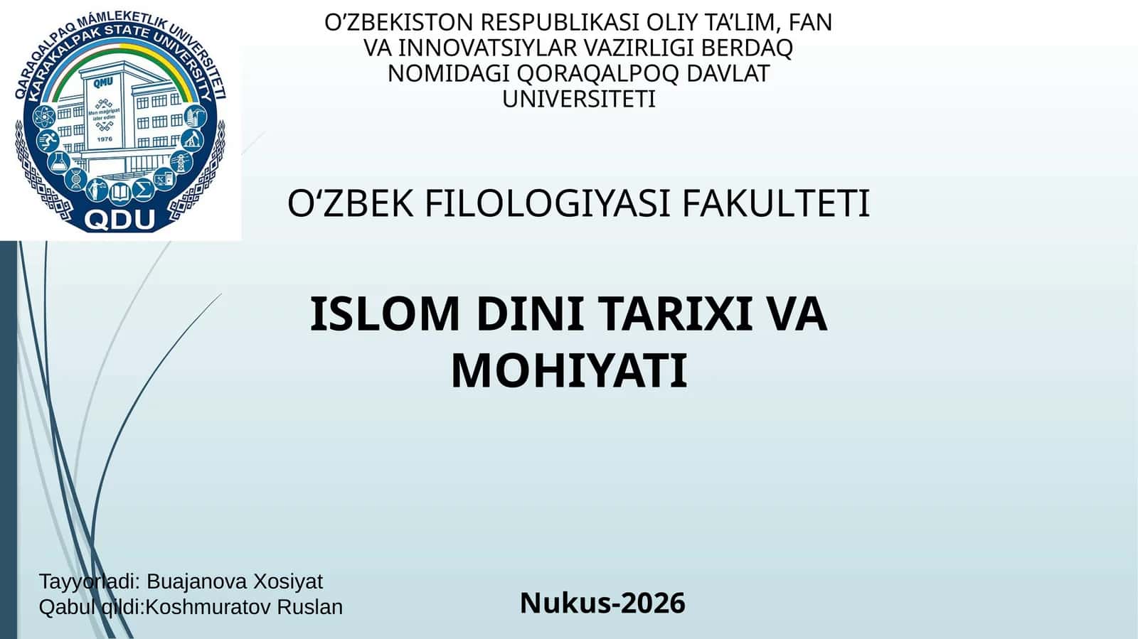ISLOM DINI TARIXI VA MOHIYATI