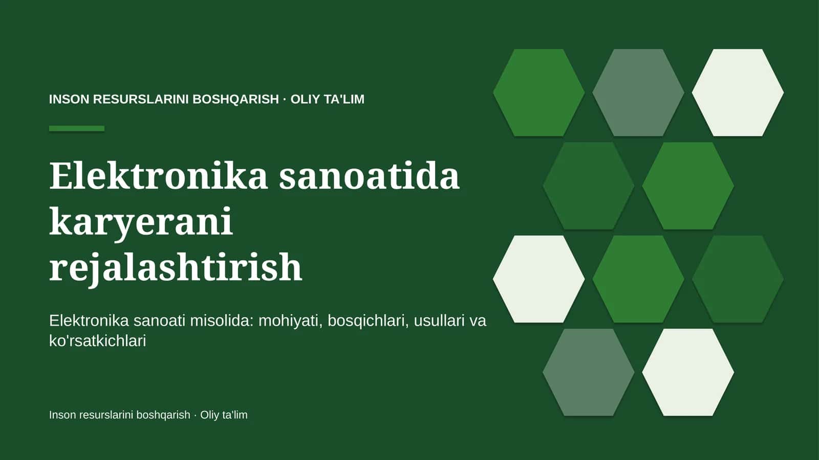 Elektronika sanoatida karyerani rejalashtirish