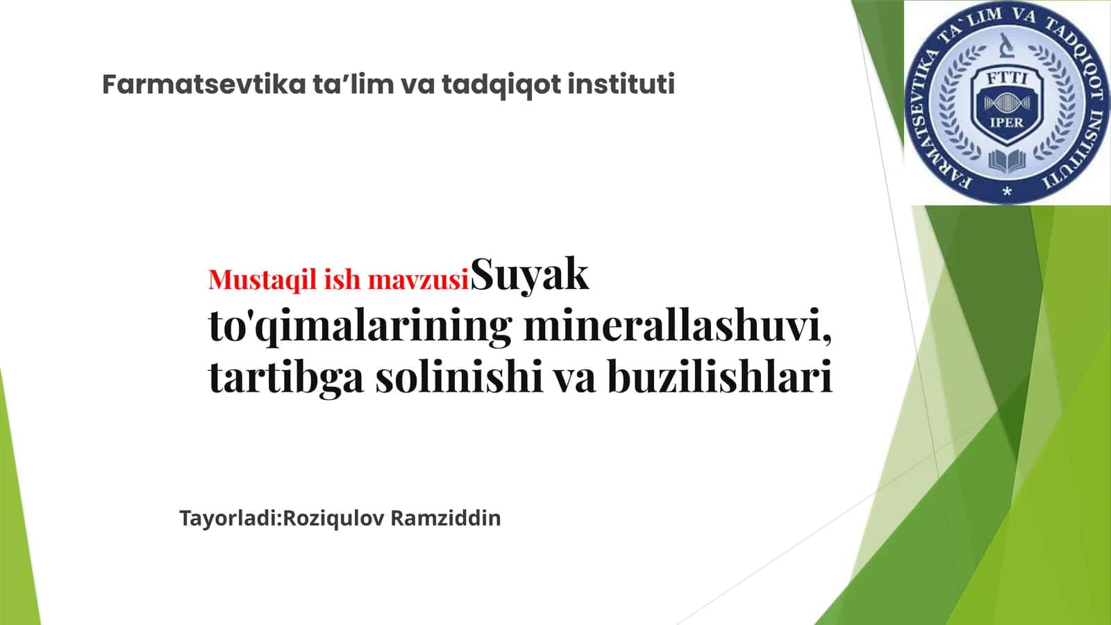 Suyak to'qimalarining minerallashuvi, tartibga solinishi va buzilishlari