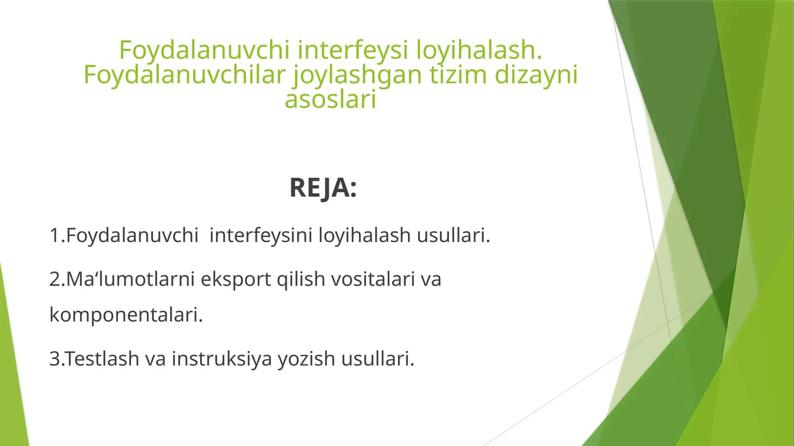 Foydаlanuvchi interfeysini loyihalash