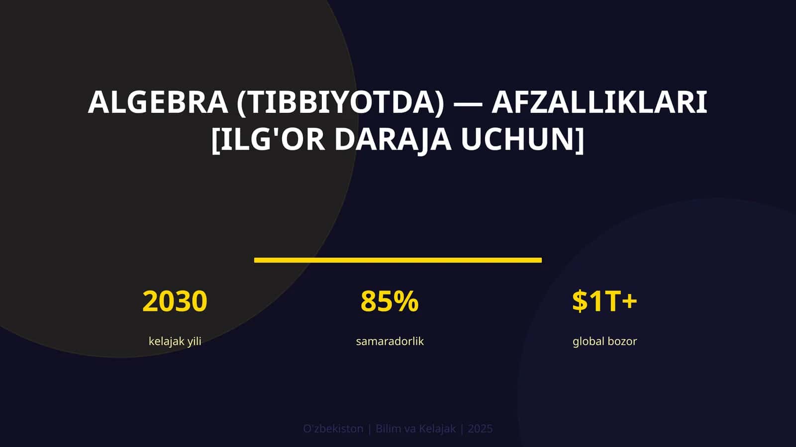 Algebra (tibbiyotda) — afzalliklari [ilg'or daraja uchun]