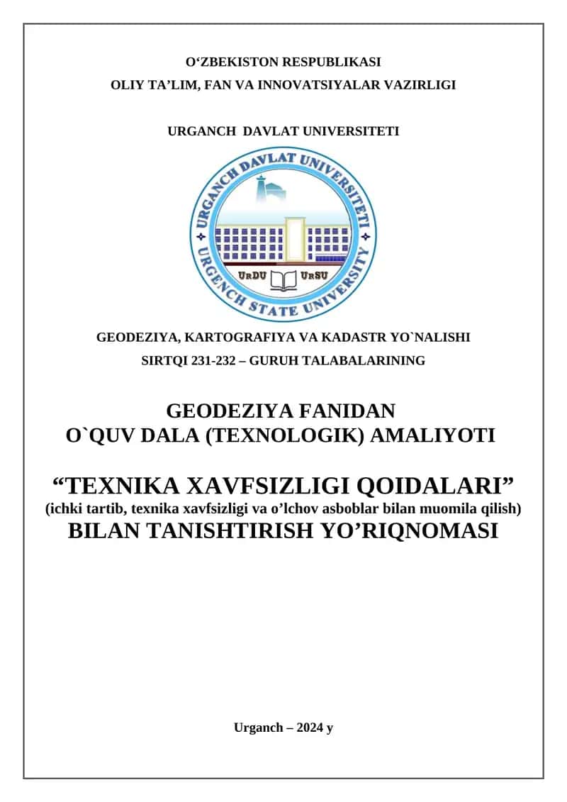 Geodeziya, kartografiya va kadastr yo`nalishi