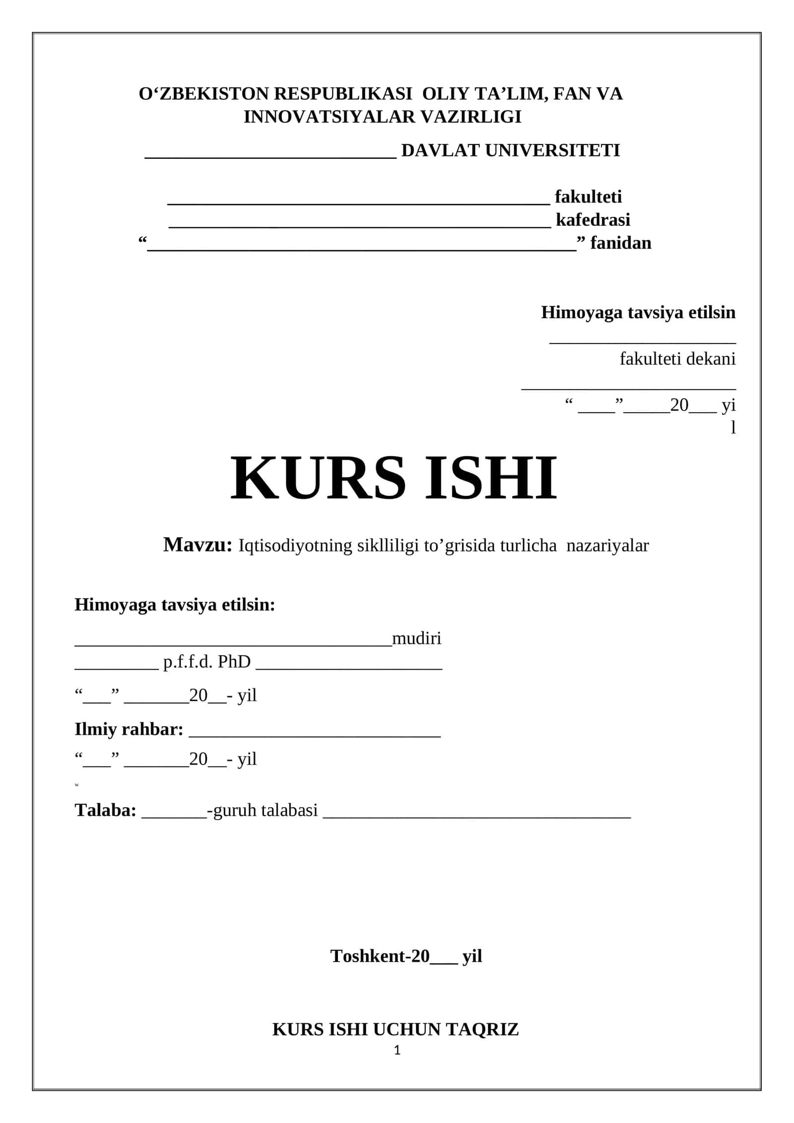 Iqtisodiyotning siklliligi to’grisida turlicha  nazariyalar