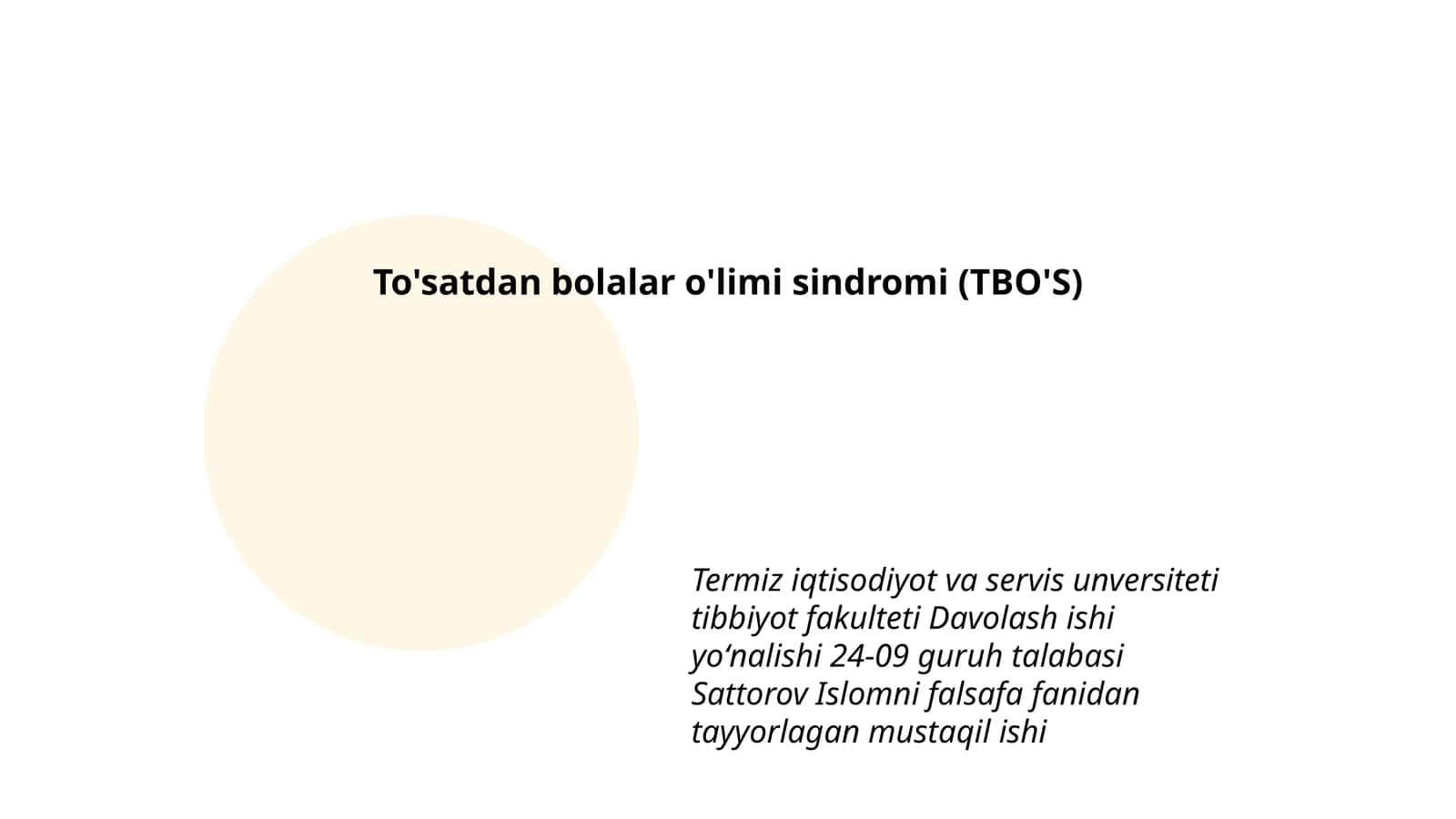 To'satdan bolalar o'limi sindromi (TBO'S)