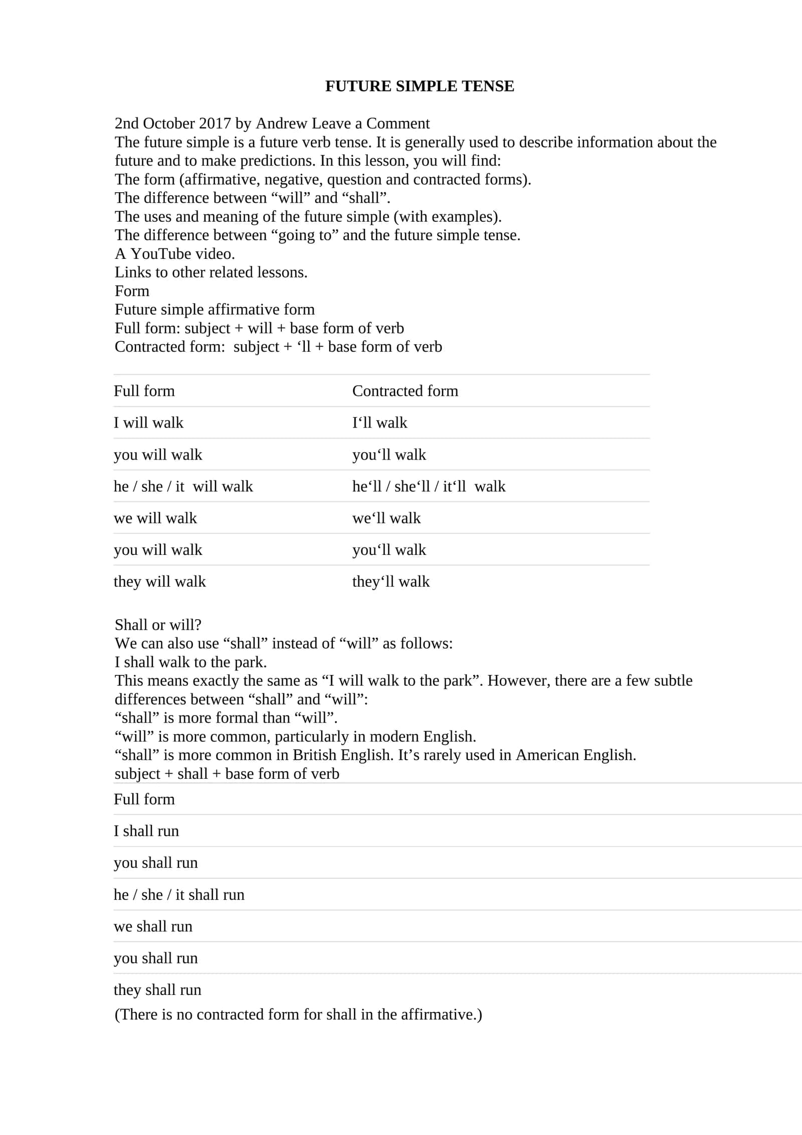 FUTURE SIMPLE TENSE