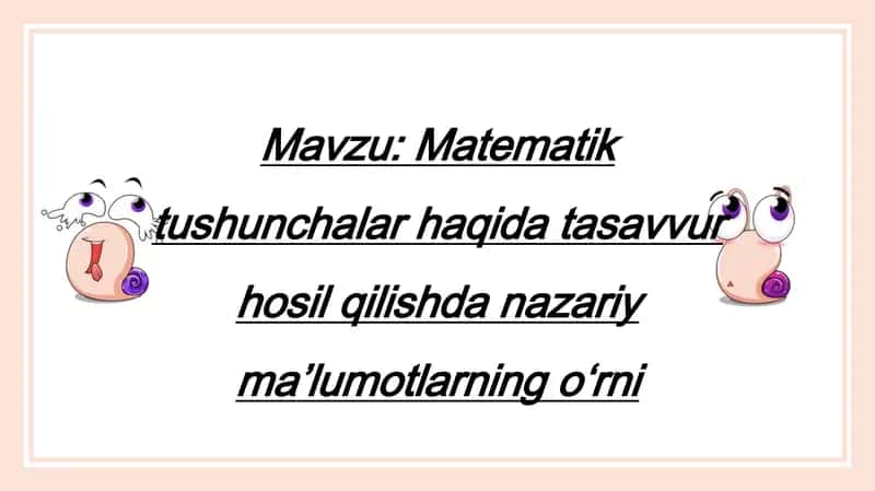 Matematik Tushunchalar Haqida Tavsiflar
