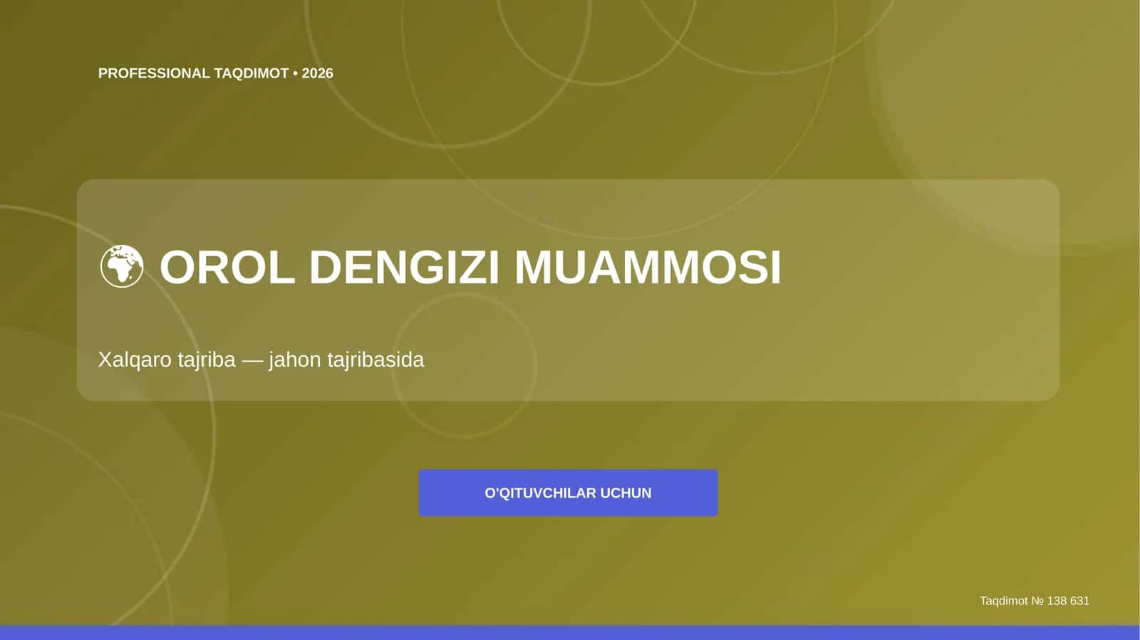 Orol Dengizi Muammosi: Xalqaro Tajriba
