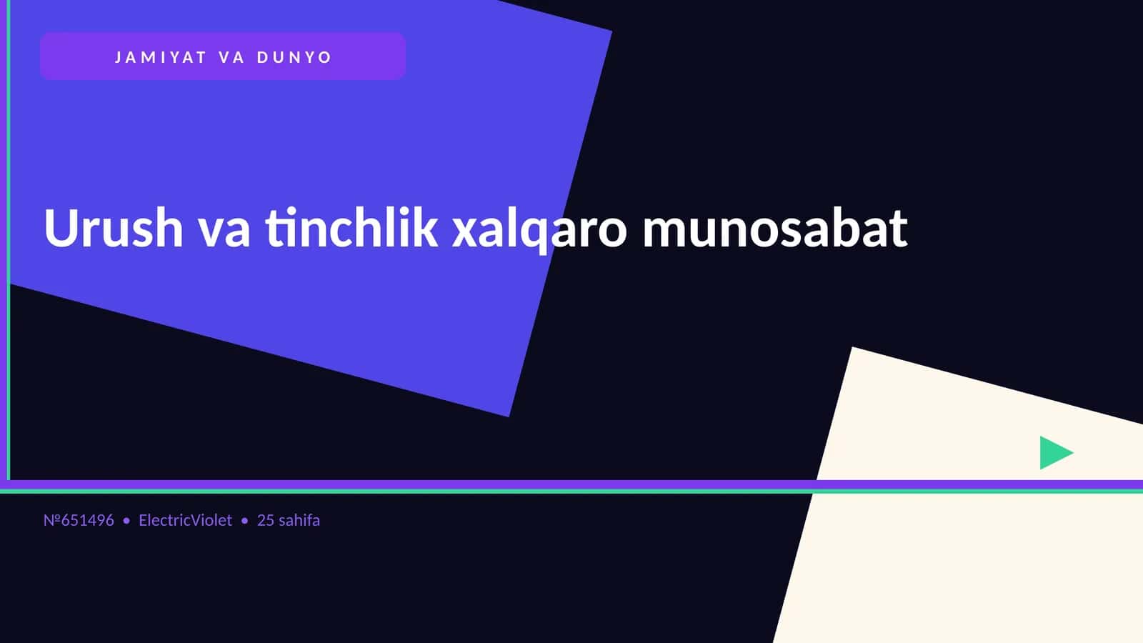 Urush va tinchlik xalqaro munosabat