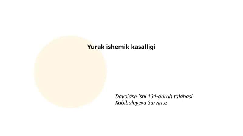 Yurak ishemik kasalligi Davolash ishi