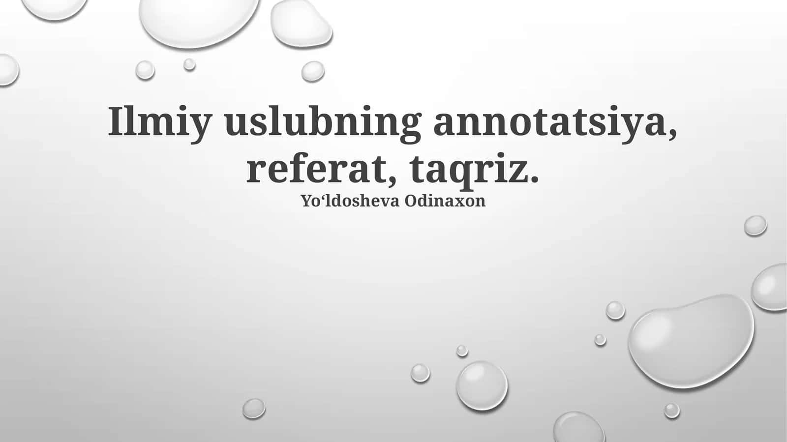 Ilmiy Uslubning Annotatsiyasi