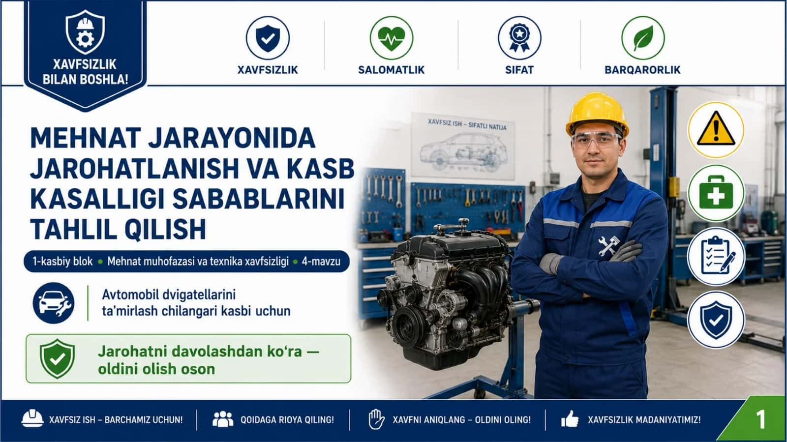 Mehnat jarayonida jarohatlanish va kasb kasalligi sabablarini tahlil qilish