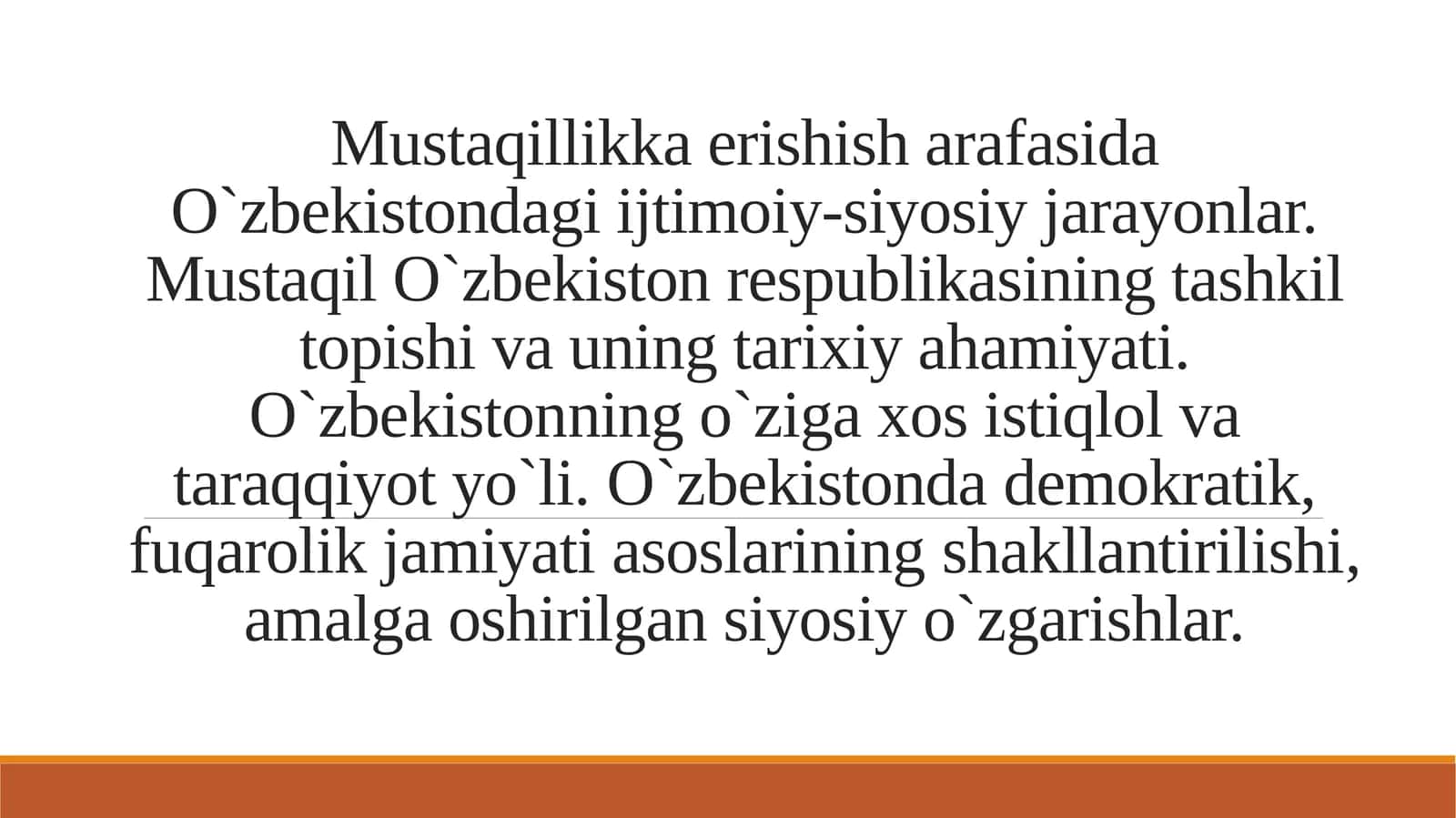 Mustaqillikka erishish arafasida O`zbekistondagi ijtimoiy-siyosiy jarayonlar