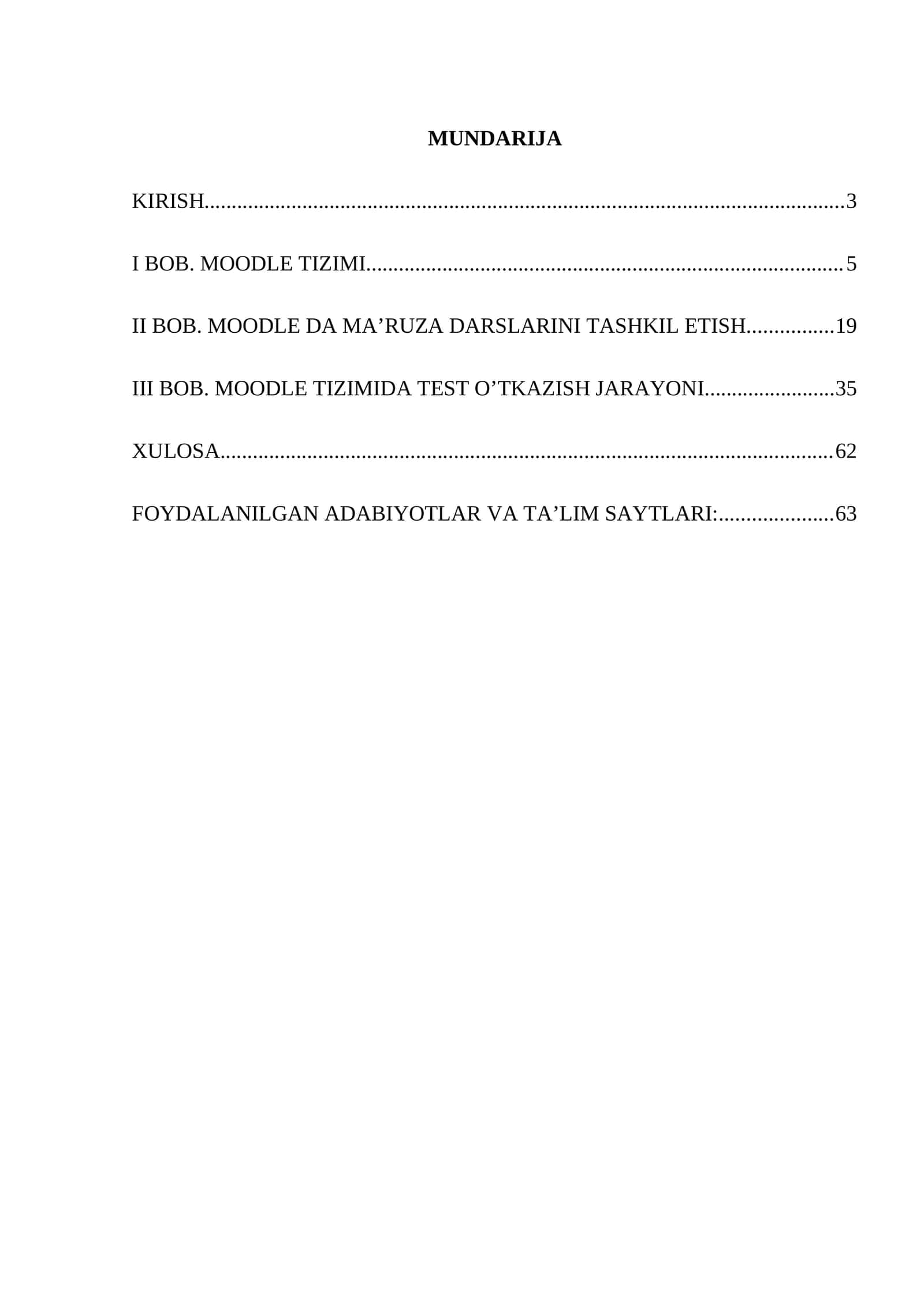 Moodle tizimi haqida diplom ish BMI