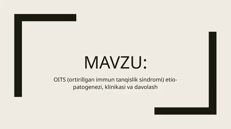 OITS etio-patogenezi, klinikasi va davolash