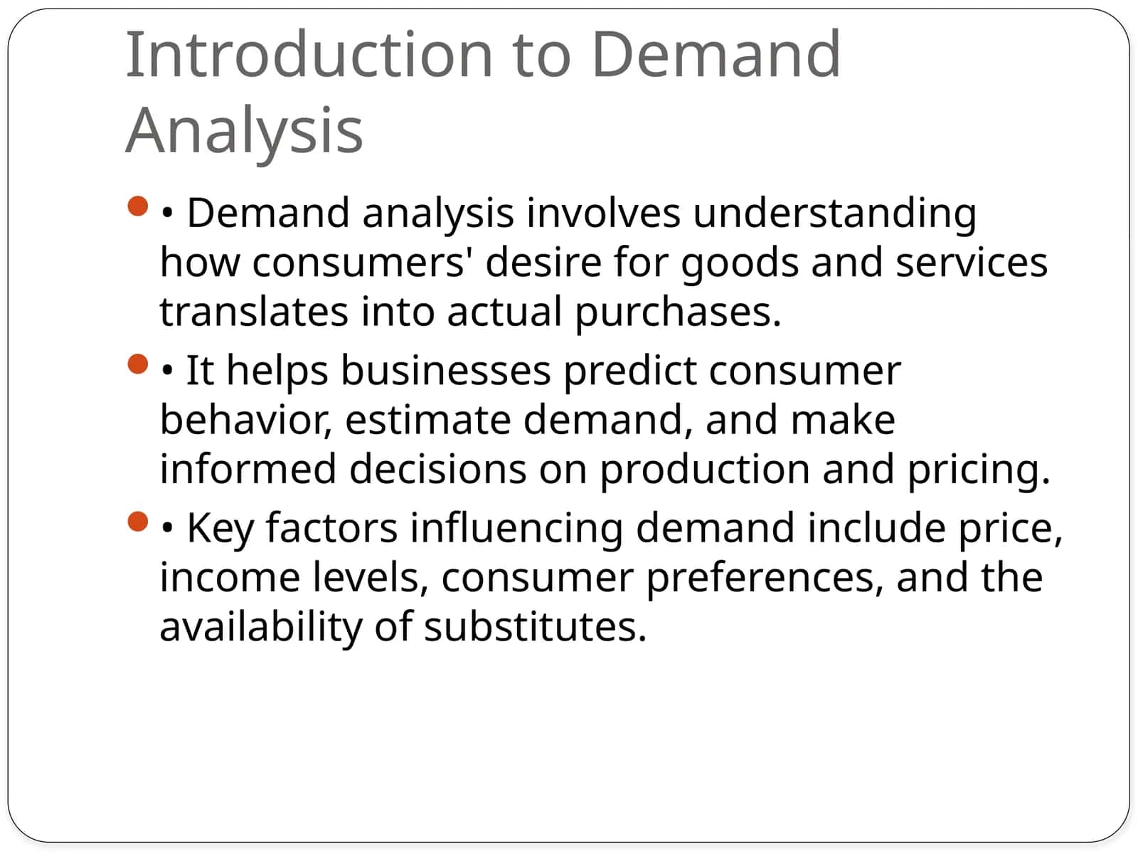 Introduction to Demand Analysis