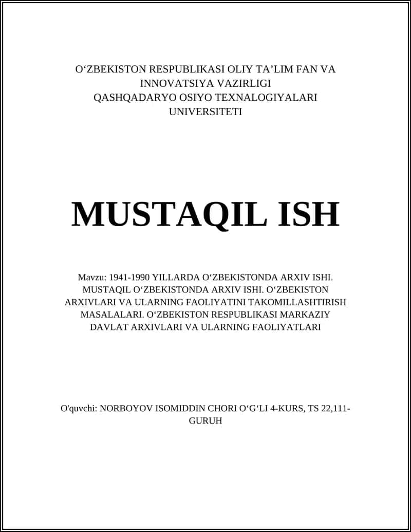 O‘zbekistonda arxiv ishi
