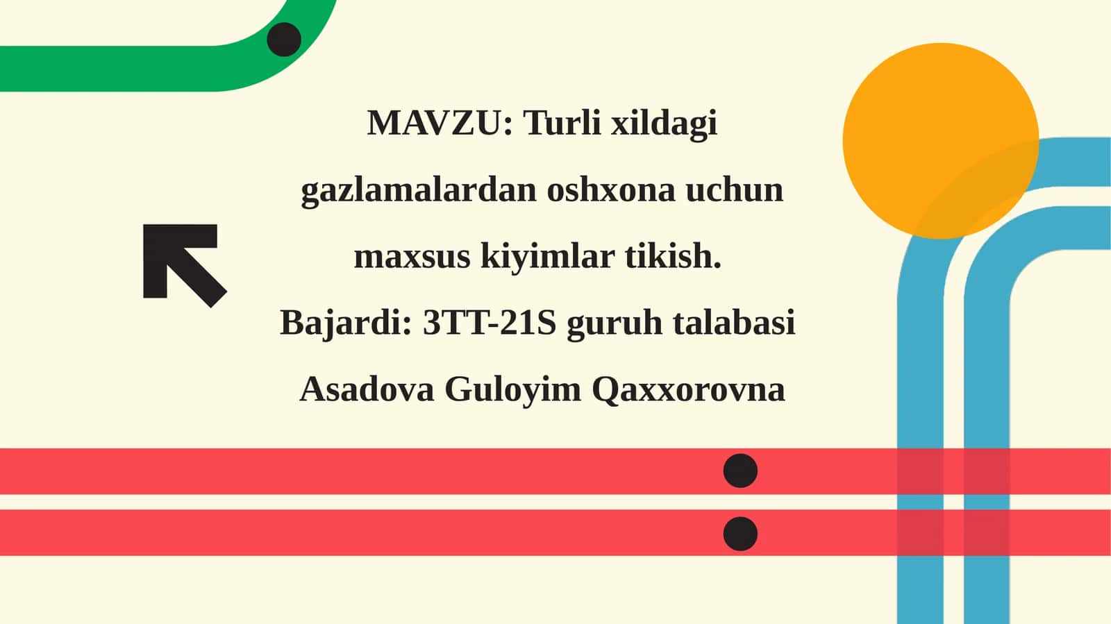 Turli xil dagi gazlamalardan oshxona uchun maxsus kiyimlar tikish
