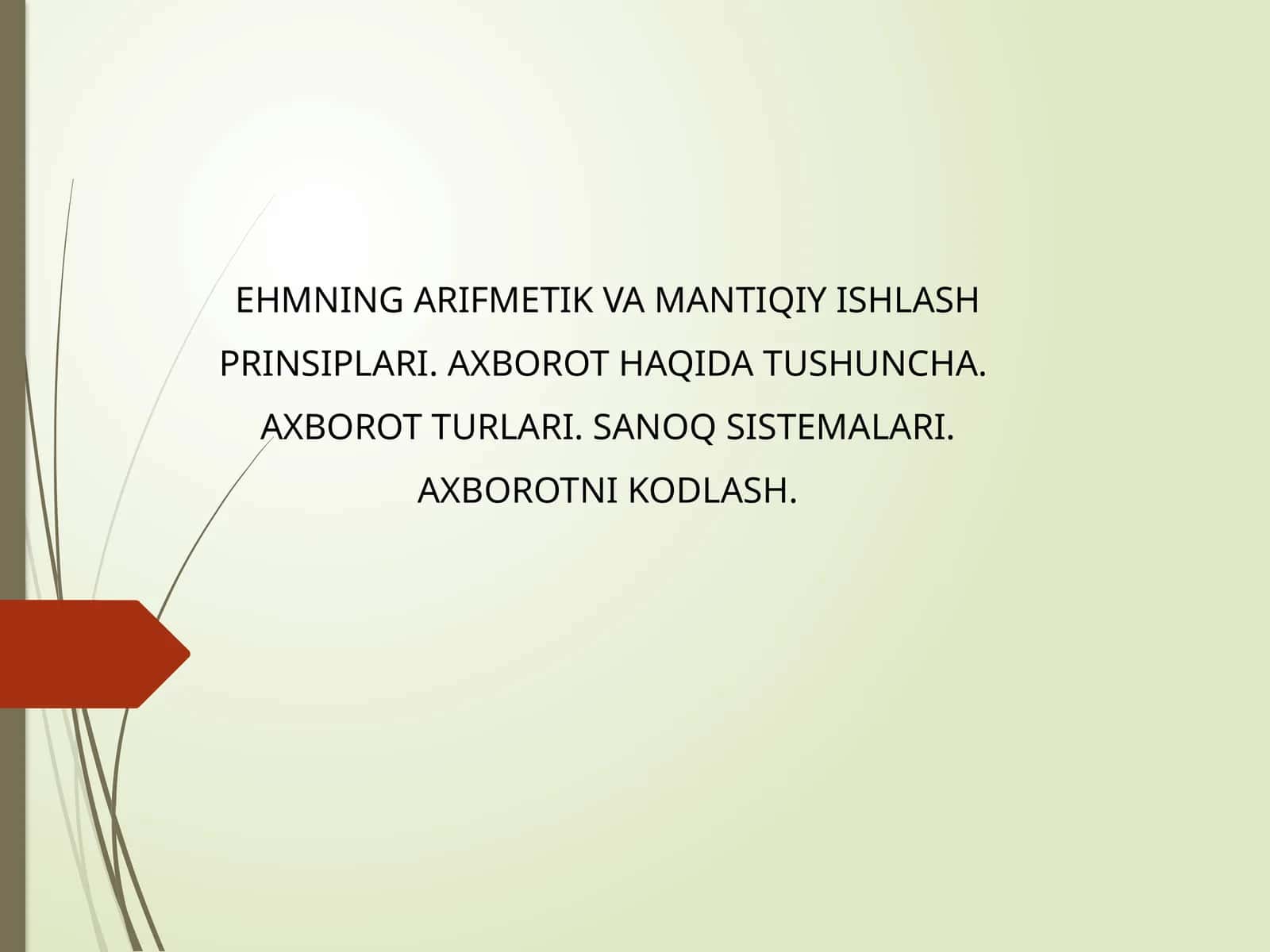 EHMNING ARIFMETIK VA MANTIQIY ISHLASH PRINSIPLARI