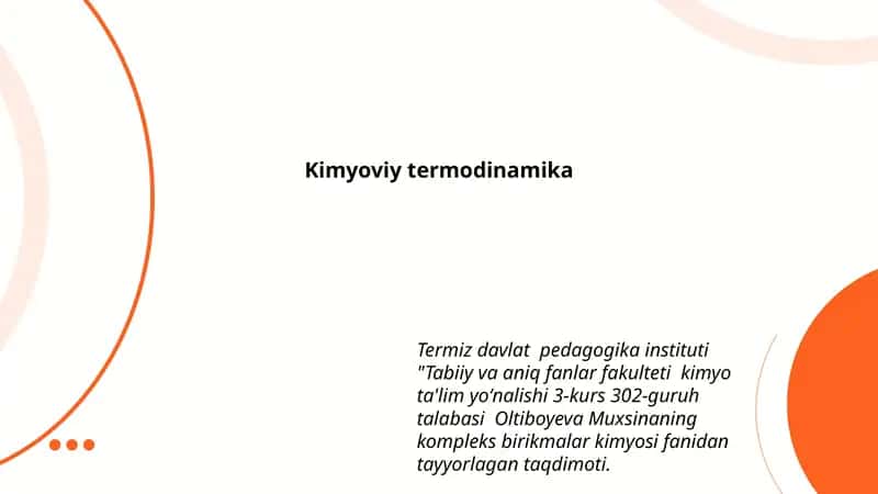 Kimyoviy termodinamika