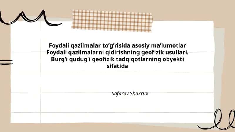 Foydali qazilmalar toʼgʼrisida asosiy maʼlumotlar