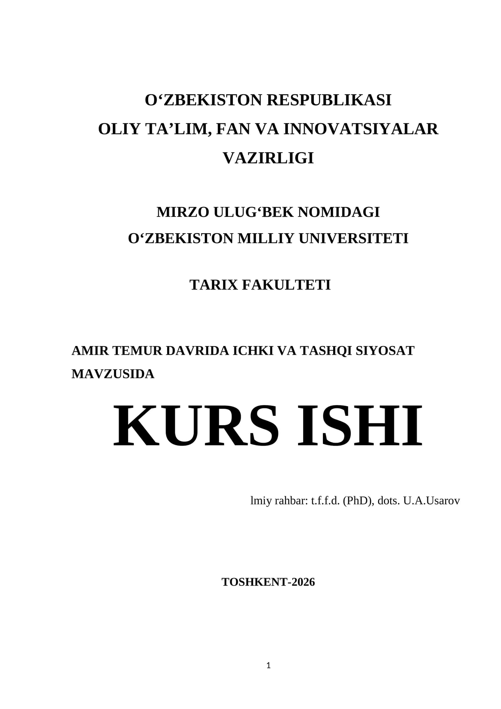 Amir Temur davrida ichki va tashqi siyosat